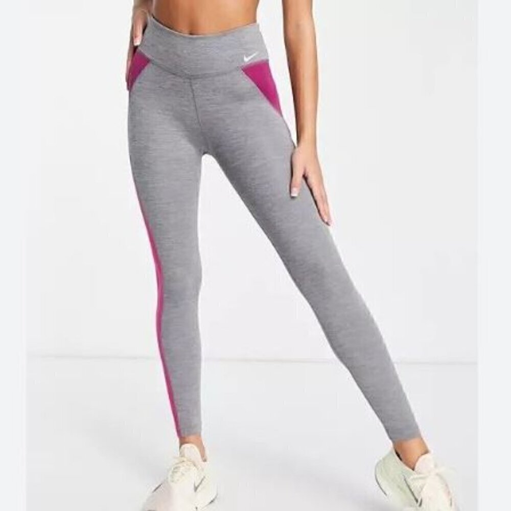 Nike One (Women's XXL) Women's Dri-Fit Gray/Pink Color Block Leggings New